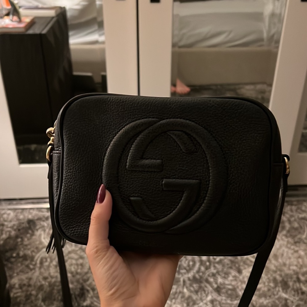 Gucci Black Soho Disco Leather Crossbody Bag with Tassel